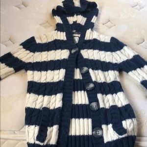 Sweater jacket blue and white